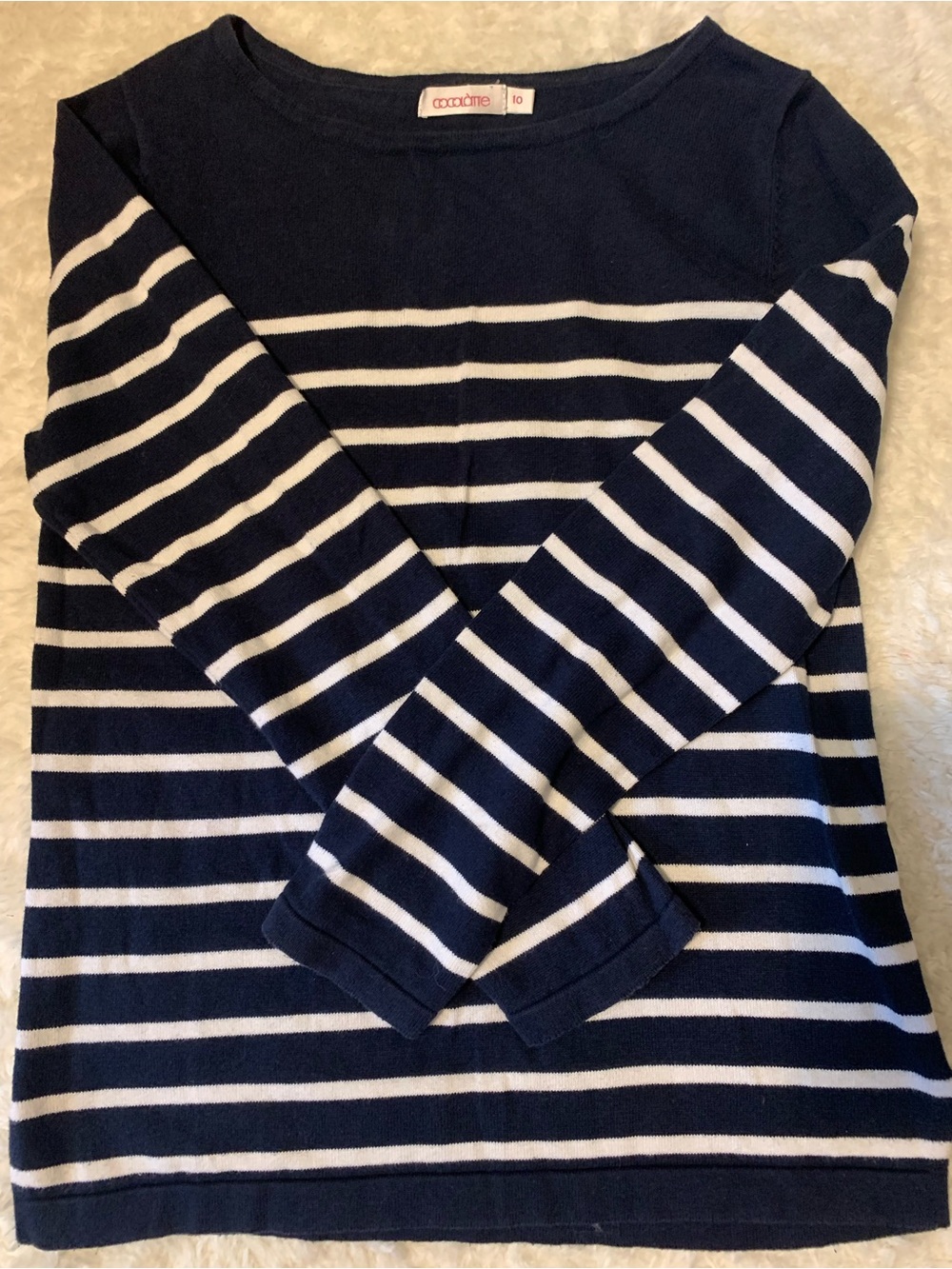 Navy & White Striped Crewneck Sweater - Women